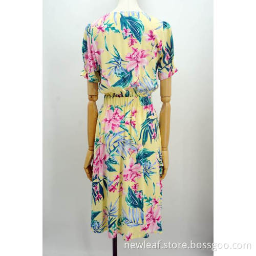 women's print Stylish v neck holiday dress